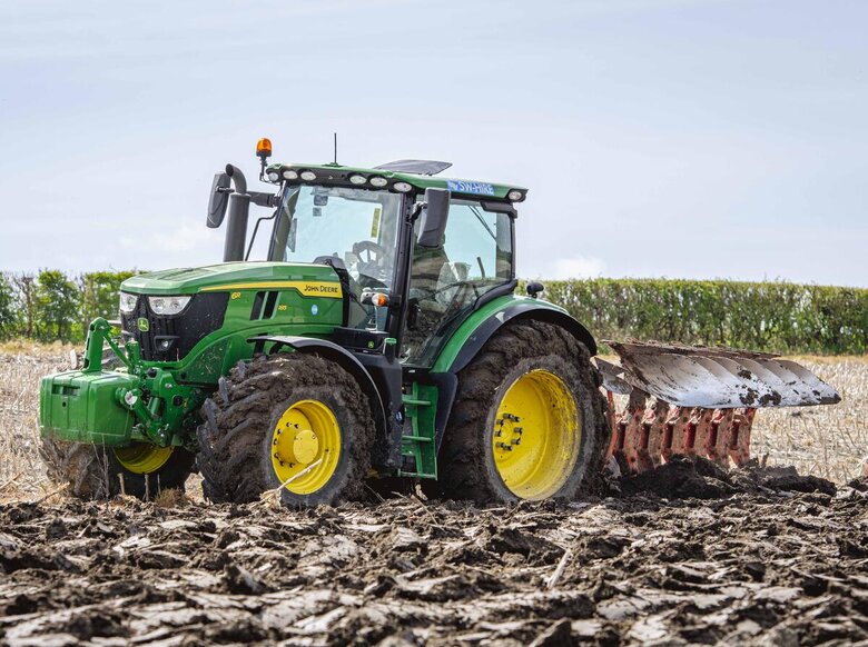SW Hire John Deere 6R185 ploughing