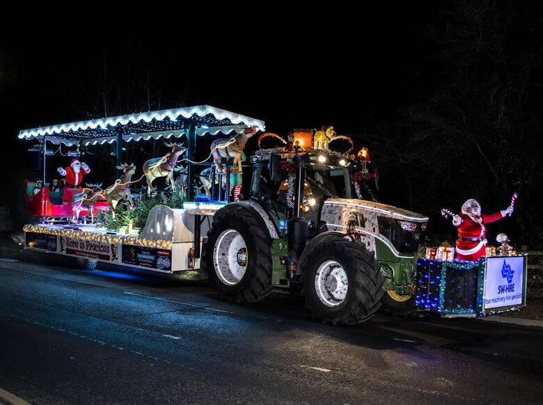 SW Hire John Deere tractor wrapped in Christmas vinyl