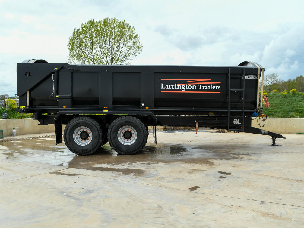 Richard Larrington 16t black harvester trailer with rollover sheet