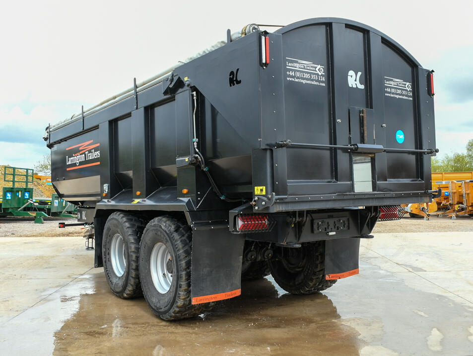 Richard Larrington 16t black harvester trailer with rollover sheet