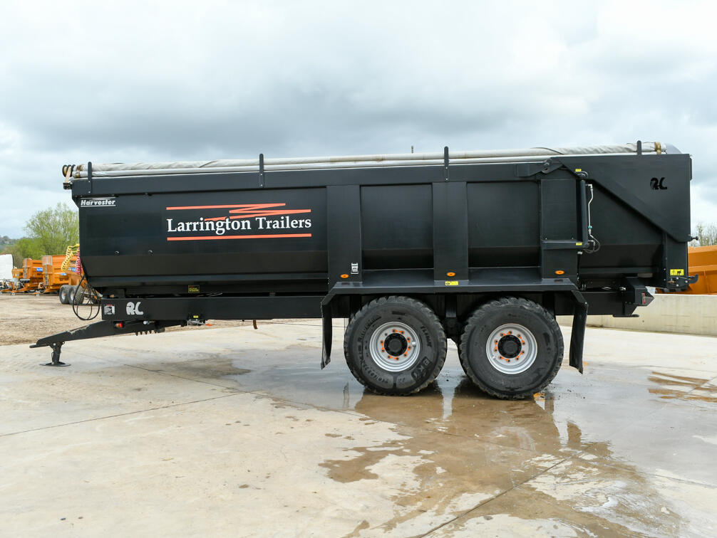 Richard Larrington 16t black harvester trailer with rollover sheet