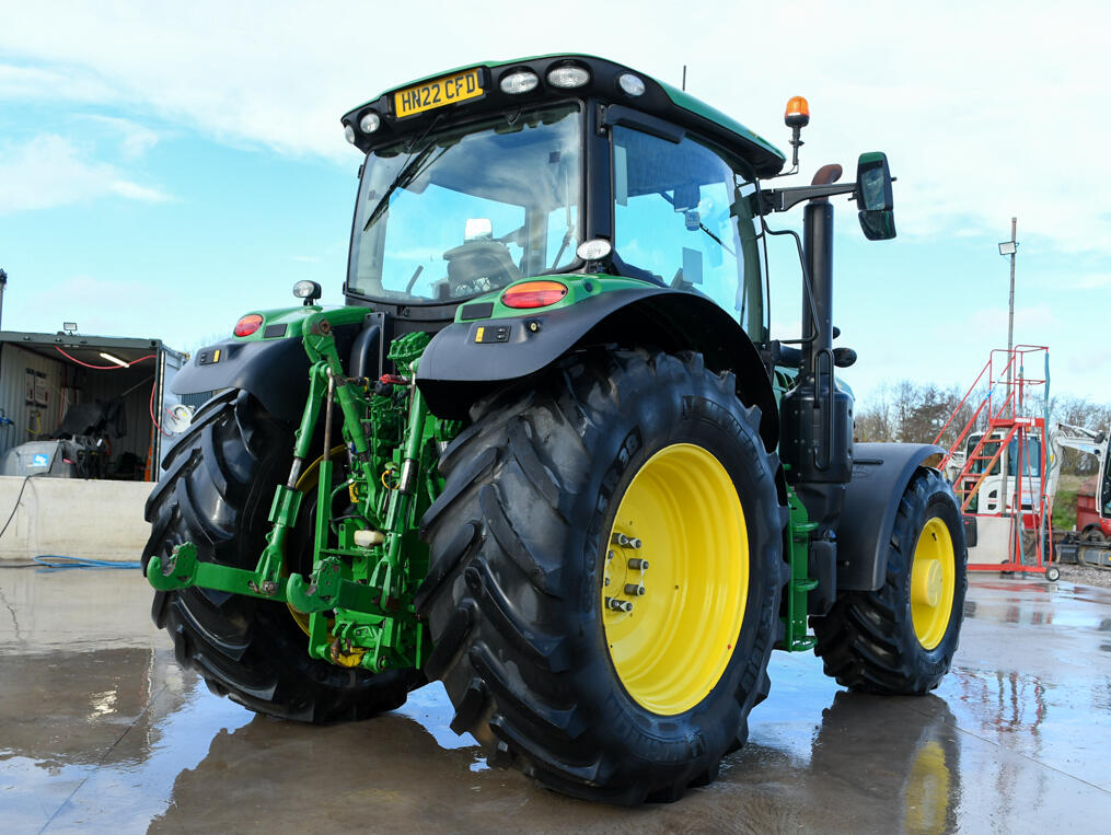 John Deere 6155R on a washbay