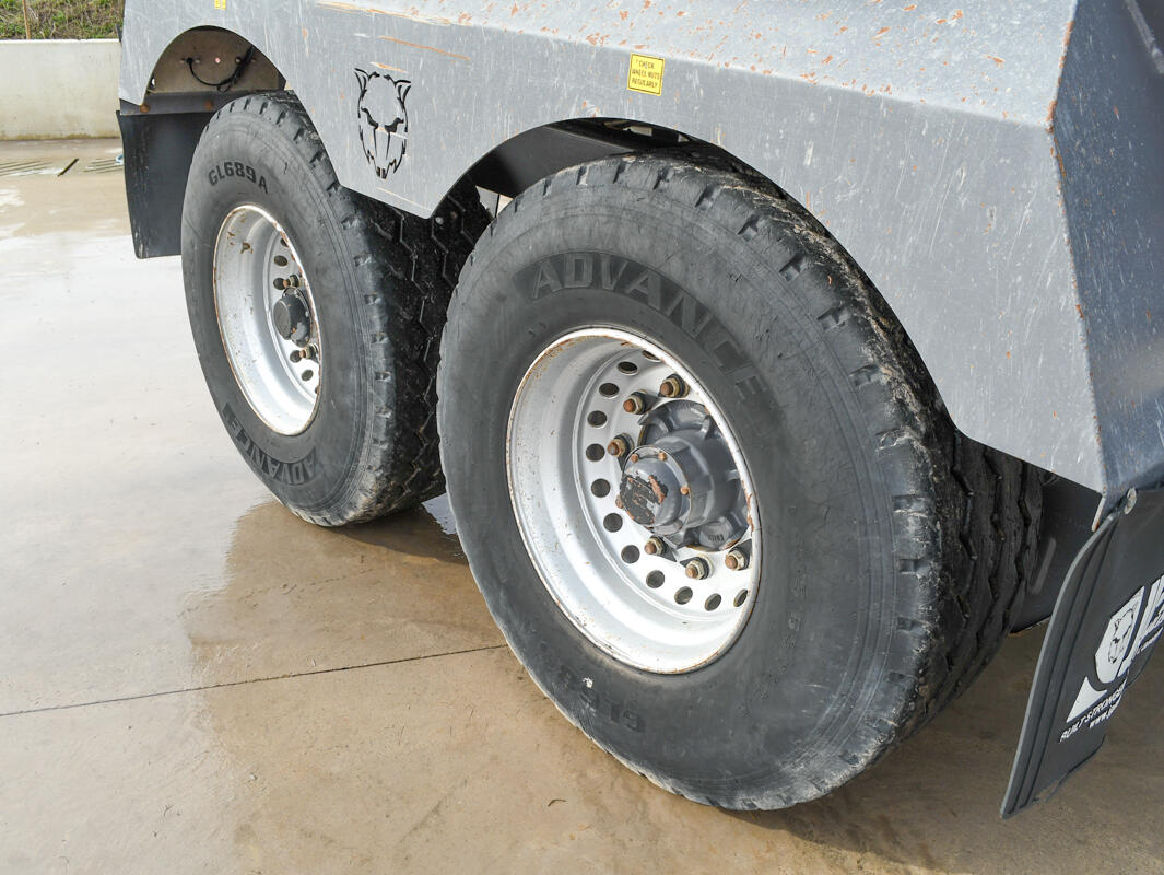 2023 Grey 16t JPM Halfpipe Dump Trailer on a wash bay