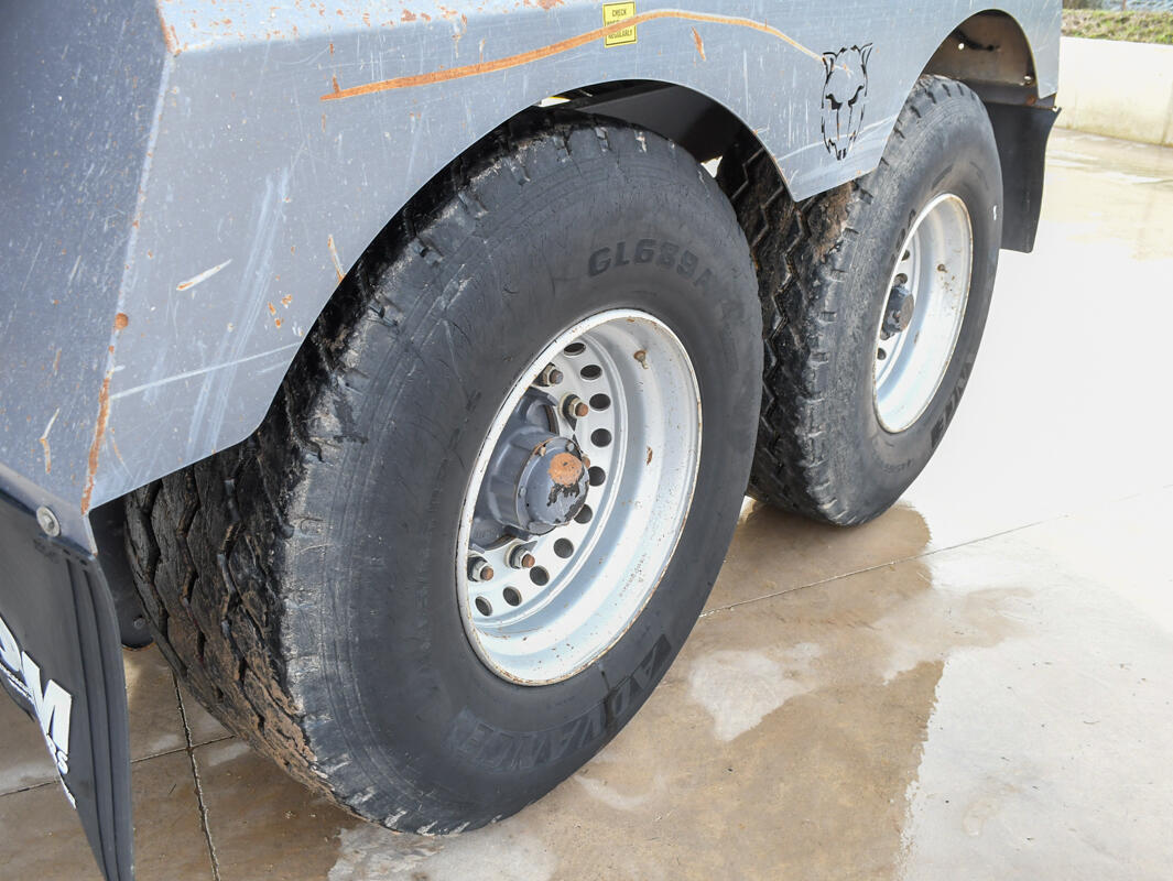 2023 Grey 16t JPM Halfpipe Dump Trailer on a wash bay