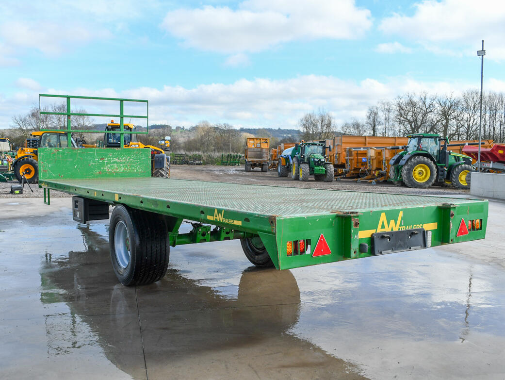 Green 24ft AW Flatbed Trailer on a wash bay