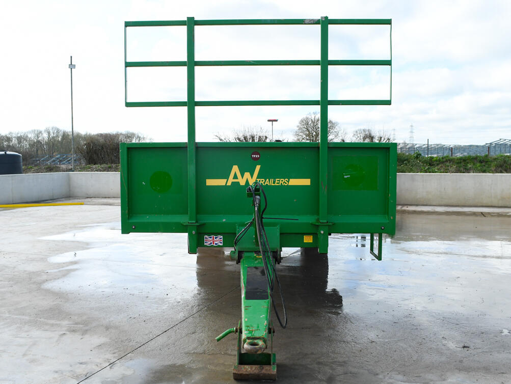 Green 24ft AW Flatbed Trailer on a wash bay