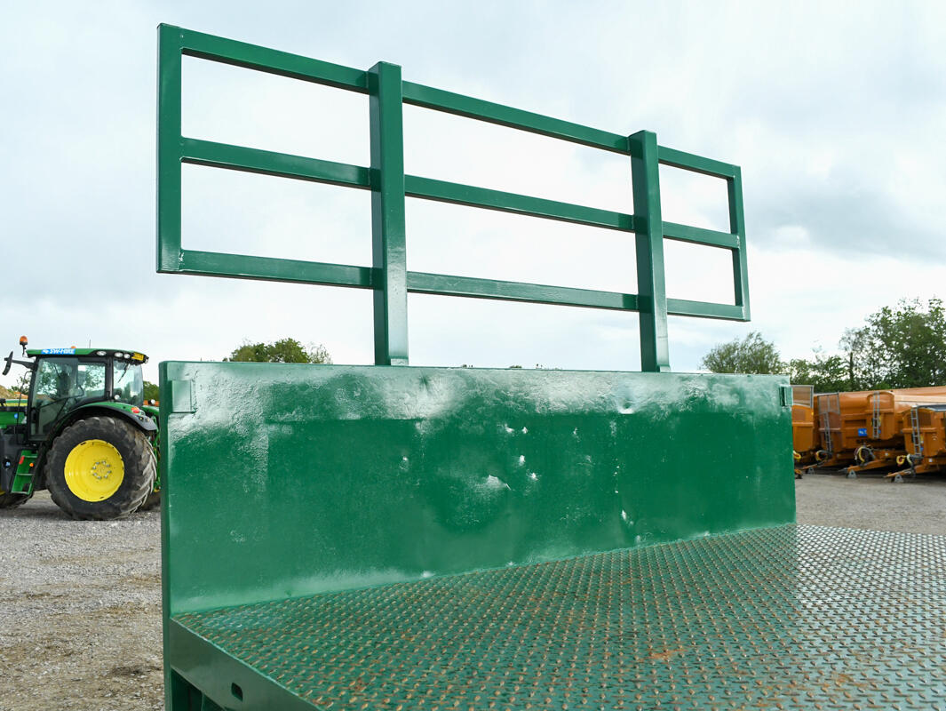 28ft Bailey flatbed trailer on a wash bay