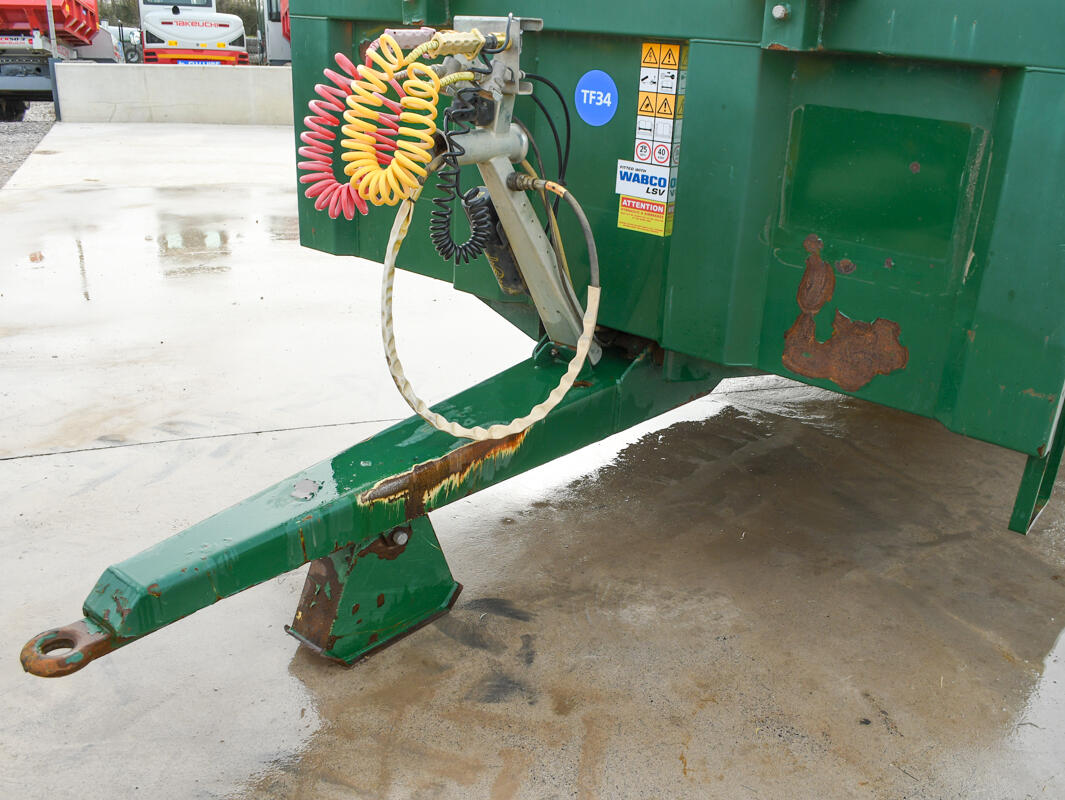 36ft Green Bailey Flatbed Trailer on a wash bay